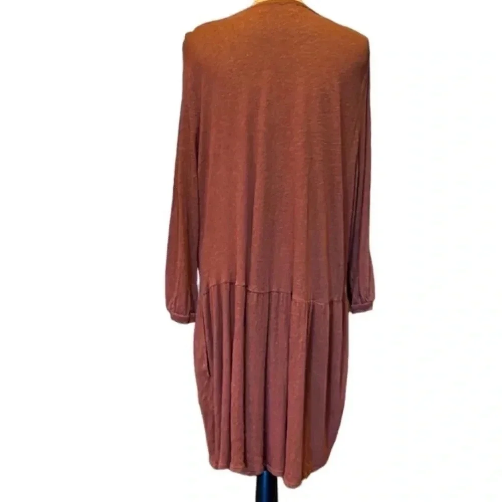 Free People Beach Linen Blend Drop Waist Button Up Oversized Mini Dress Medium - Picture 6 of 9